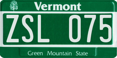 VT license plate ZSL075