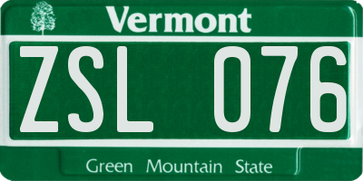 VT license plate ZSL076
