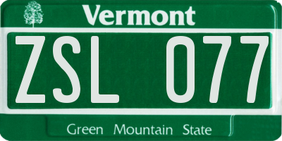 VT license plate ZSL077