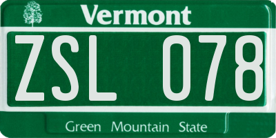 VT license plate ZSL078