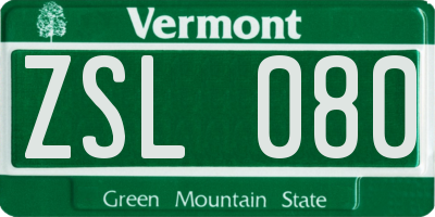 VT license plate ZSL080