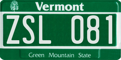 VT license plate ZSL081