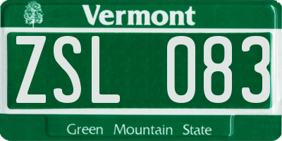 VT license plate ZSL083