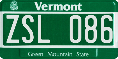 VT license plate ZSL086
