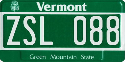 VT license plate ZSL088