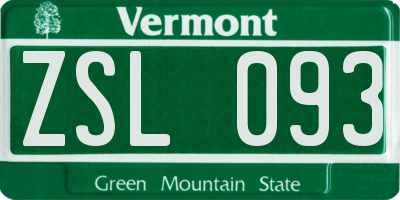 VT license plate ZSL093