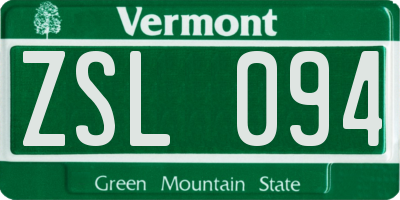VT license plate ZSL094