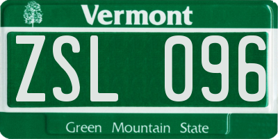 VT license plate ZSL096