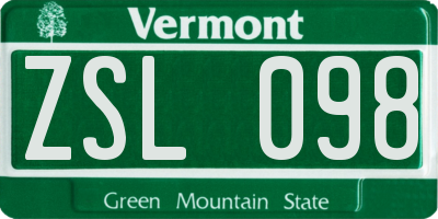 VT license plate ZSL098