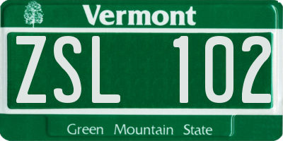 VT license plate ZSL102