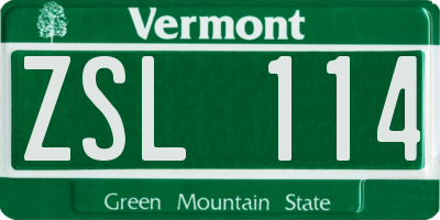 VT license plate ZSL114