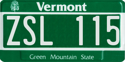 VT license plate ZSL115