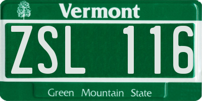 VT license plate ZSL116