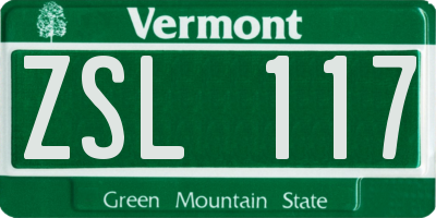 VT license plate ZSL117