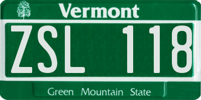 VT license plate ZSL118