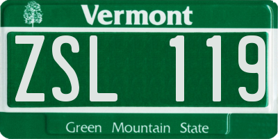 VT license plate ZSL119