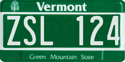 VT license plate ZSL124