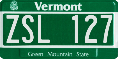 VT license plate ZSL127