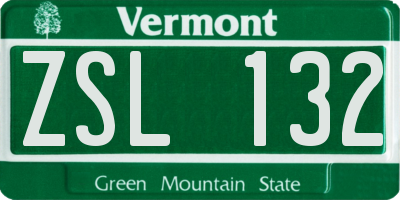 VT license plate ZSL132