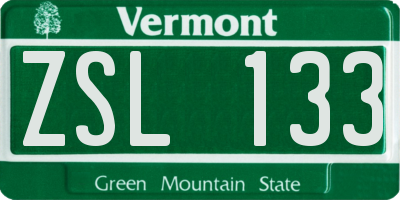 VT license plate ZSL133