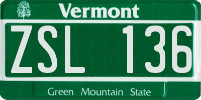 VT license plate ZSL136