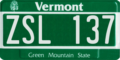 VT license plate ZSL137