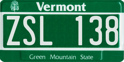 VT license plate ZSL138