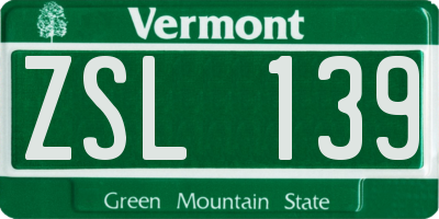 VT license plate ZSL139