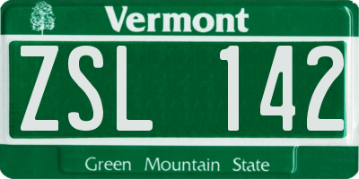 VT license plate ZSL142