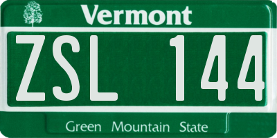 VT license plate ZSL144