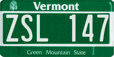 VT license plate ZSL147