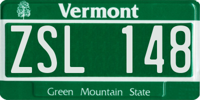 VT license plate ZSL148