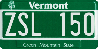 VT license plate ZSL150