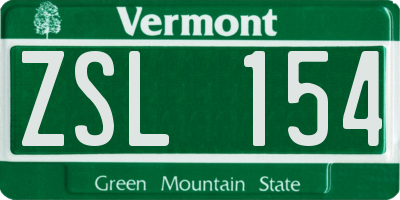 VT license plate ZSL154