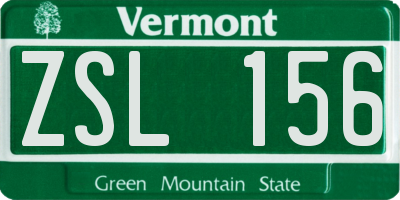VT license plate ZSL156