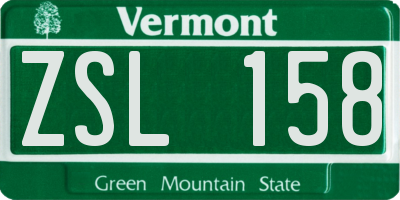 VT license plate ZSL158