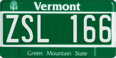 VT license plate ZSL166