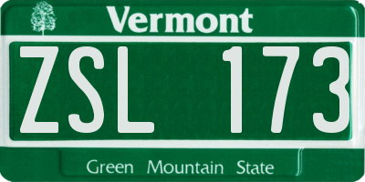 VT license plate ZSL173