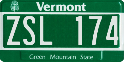 VT license plate ZSL174