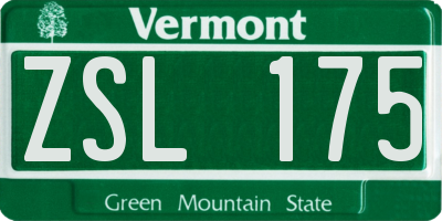 VT license plate ZSL175
