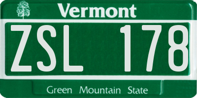 VT license plate ZSL178