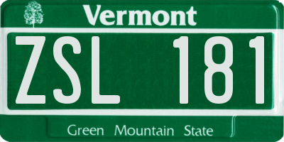 VT license plate ZSL181