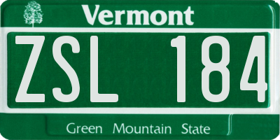 VT license plate ZSL184