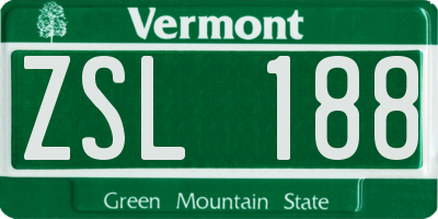 VT license plate ZSL188