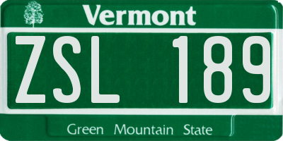 VT license plate ZSL189