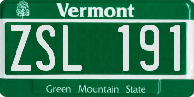 VT license plate ZSL191