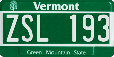 VT license plate ZSL193