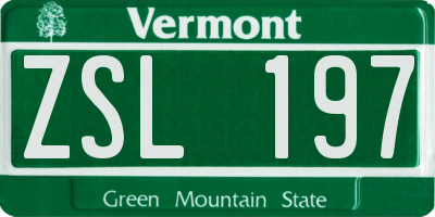 VT license plate ZSL197