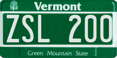 VT license plate ZSL200