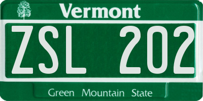 VT license plate ZSL202